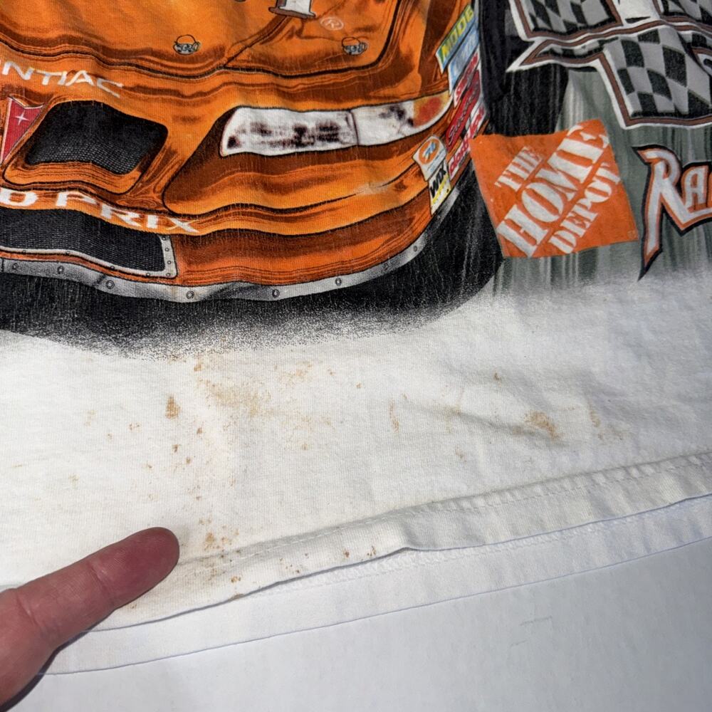 Vtg Nascar All over print TONY STEWART Home Depot 2001 Shirt Men Sz L Distress - Picture 5 of 12